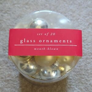 Pier 1 Gold and Silver Glass Ornaments Set